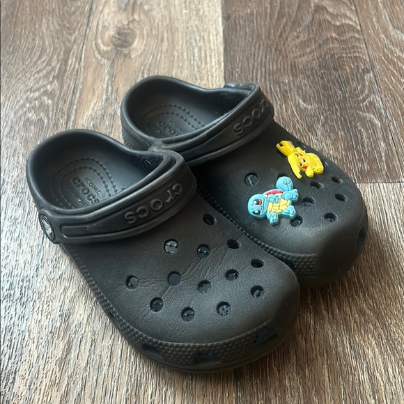 Crocs Kids Black Clogs with Cartoon Charms - Picture 1 of 5